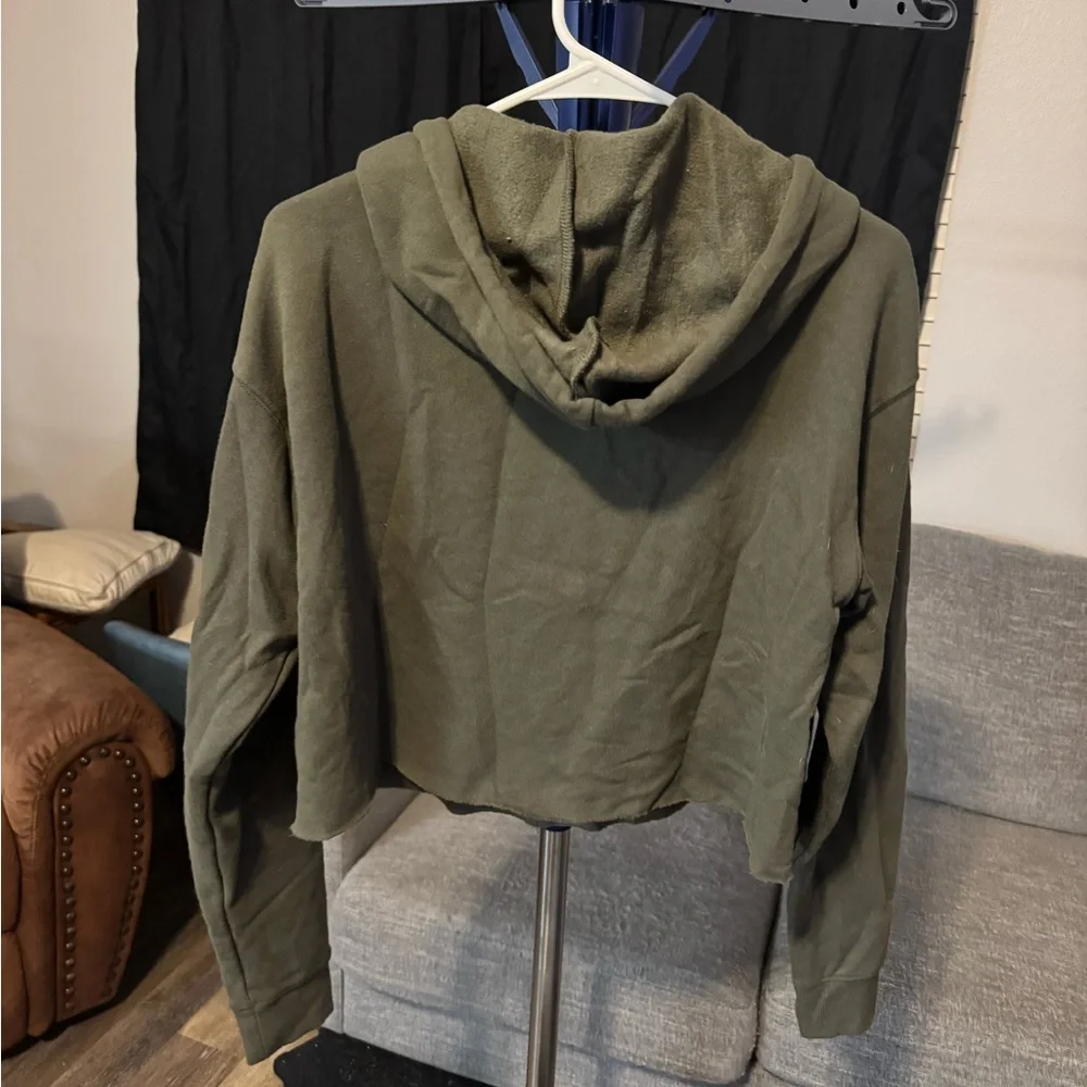 wild fable Olive Green Cropped Drawstring Hoodie - Picture 2 of 3
